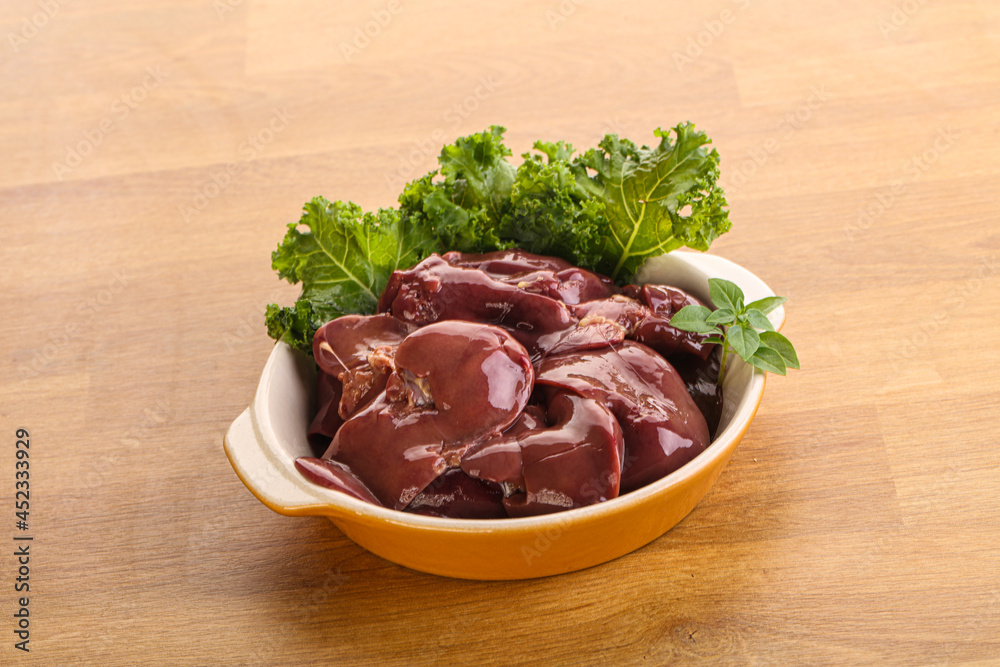 Raw chicken liver in the bowl Raw chicken liver in the bowl