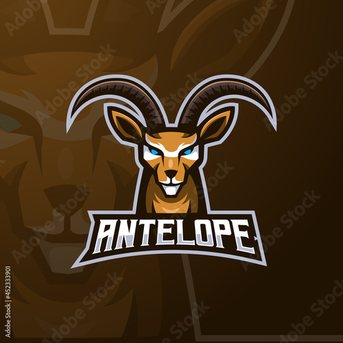 Antelope mascot logo design vector with modern illustration concept style for sports, team, club and gaming