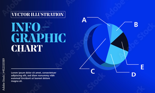 Graphic element (pie chart). For presentation at work, in office. For web, banner, graphic template, graphic design, etc.