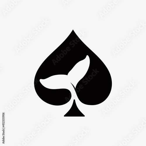 Spade logo design inspiration, spade logo design with tail whale vector illustration isolated on white background