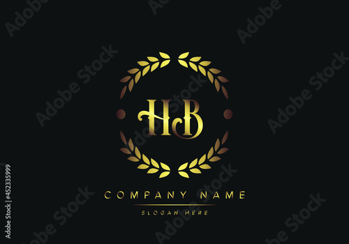 letters HB monogram logo, gold color, luxury style, Vector Illustration