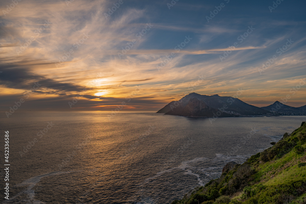 Sunset shot of Hout Bay at night from Chapman's Peak Cape Town