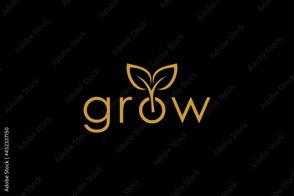 Letter grow logo design. Plant abstract design. Natural organic vector icon.