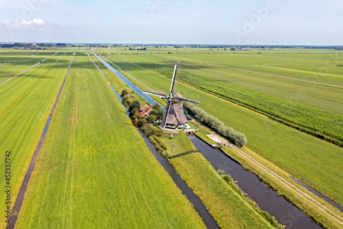 Aerial from one of four windmills of the Viermolengang near Aarlanderveen in the Netherlands