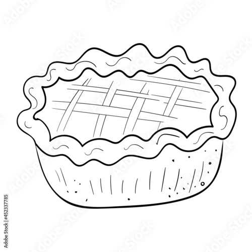 Apple or Pumpkin Pie Charlotte Baked Goods Vector Doodle Illustration