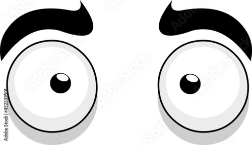 Vector illustration of cartoon eyes looking straight ahead