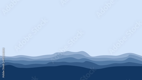 Wavy mountain layers landscape vector illustration suitable for background, desktop background, backdrop design, banner, tourist banner.