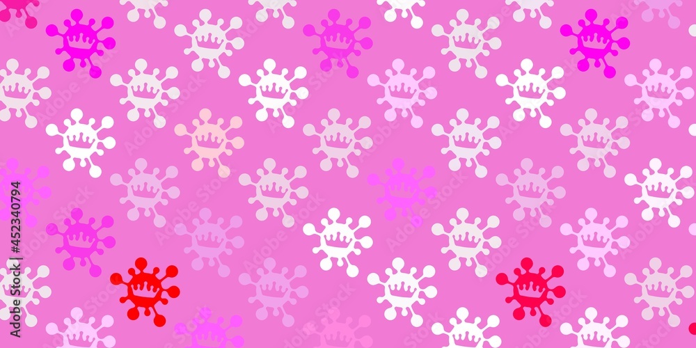 Light red, yellow vector background with covid-19 symbols. Light red, yellow vector background with covid-19 symbols.