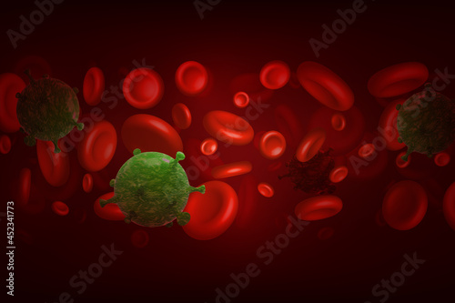 Coronavirus virus in amongst red blood cells