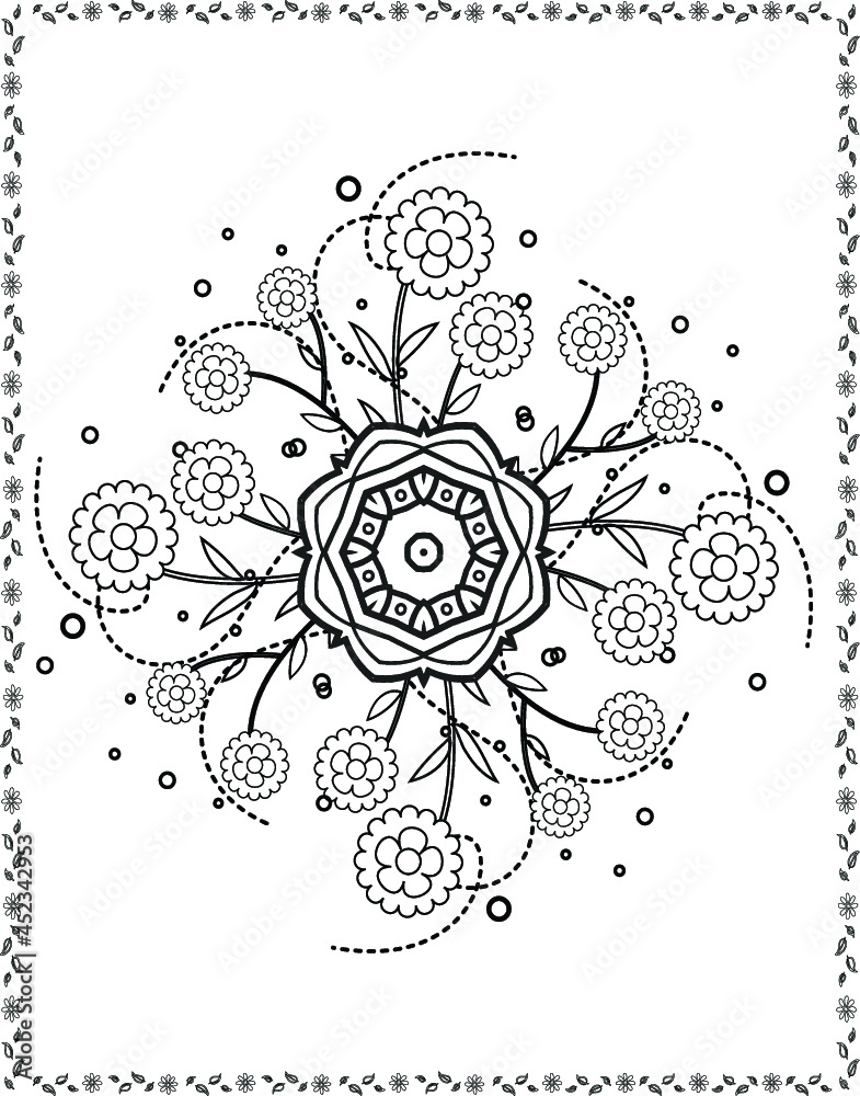 coloring book flowers for adult design drawing flower page white and ...