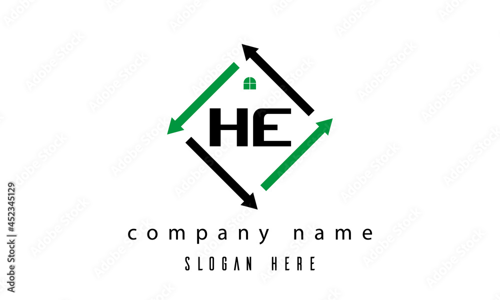 Obraz premium HE creative real estate letter logo