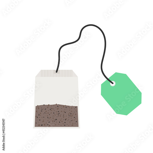 tea bag with label isolated on white vector illustration