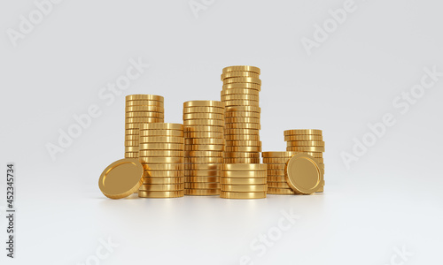 Stack of gold coins on white background. prosperity concept. photo