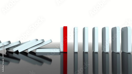 domino effect in action is stopped (3d rendering) photo