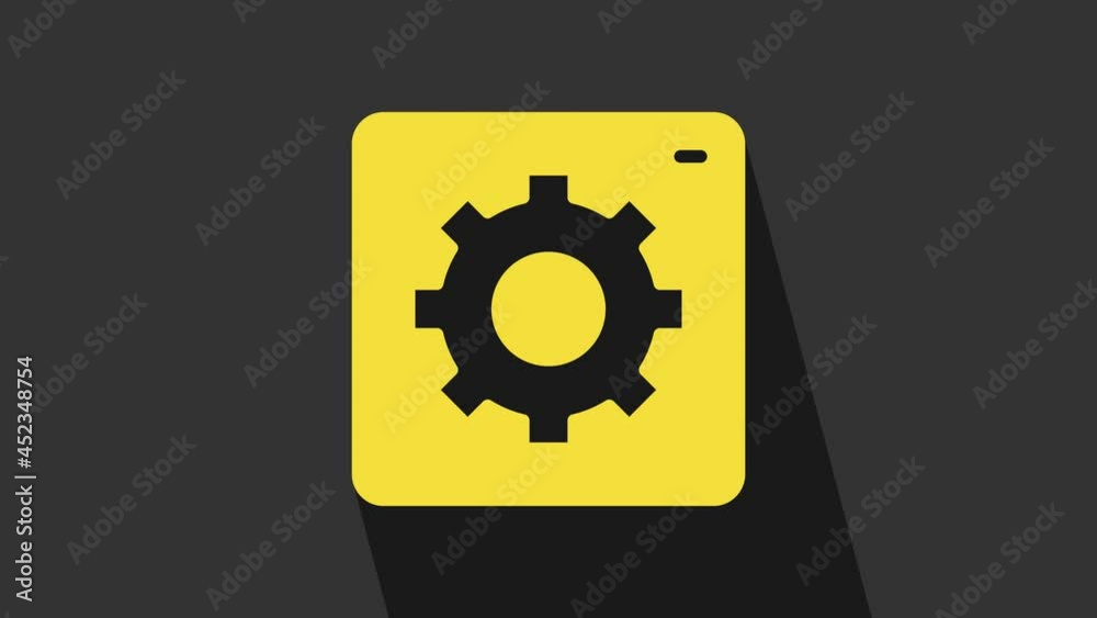 Yellow Setting icon isolated on grey background. Tools, service, cog, gear, cogwheel sign. 4K Video motion graphic animation Yellow Setting icon isolated on grey background. Tools, service, cog, gear, cogwheel sign. 4K Video motion graphic animation