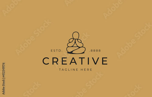 Balancing Rock People Abstract Logo Design Template. Balancing Stone People Design. Creative Line Vector Icon Concept.