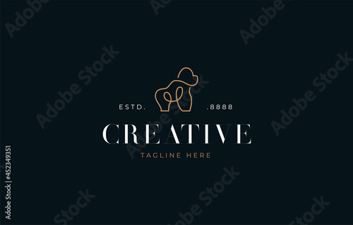 Elegant Gorilla Logo Design. Abstract Animal Gorilla Line Art Icon Design Template from Side View
