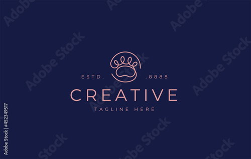 Paws Fingerprint Line Logo - Paws Pets Line Art Logo