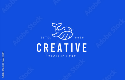 Whale Logo Design. Modern Icon Line Art Design Template