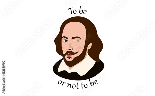 William Shakespeare Caricature. To be or not to be. Portrait of famous English writer and author photo