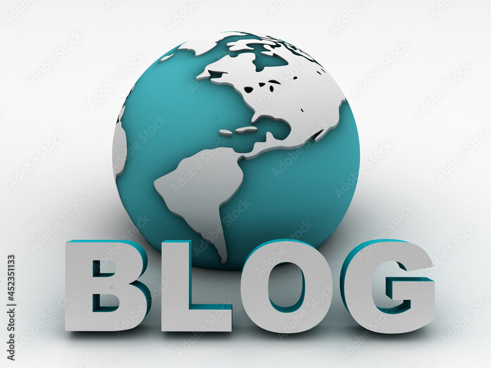 3d illustration blog with  globe