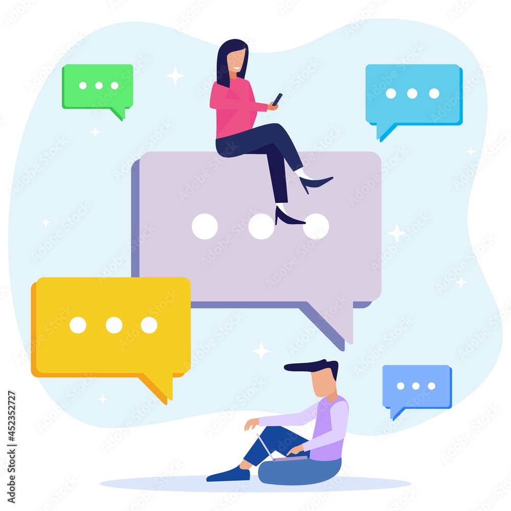 Illustration vector graphic cartoon character of send messages online Illustration vector graphic cartoon character of send messages online