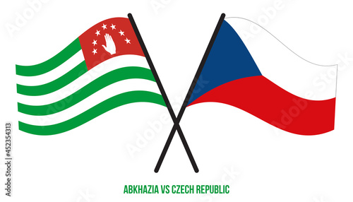 Abkhazia and Czech Republic Flags Crossed And Waving Flat Style. Official Proportion. Correct Colors