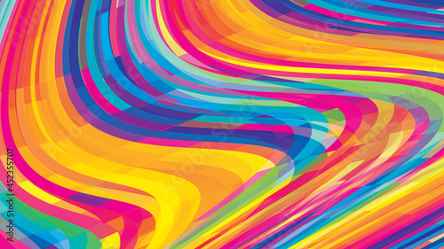 Bright multicolor background with colored wavy stripes. Versicolored vector graphics photo