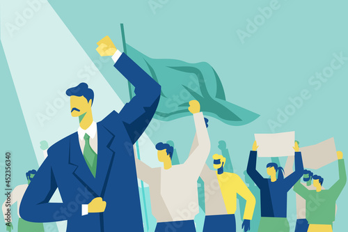 Political leader with his supporter illustration concept vector