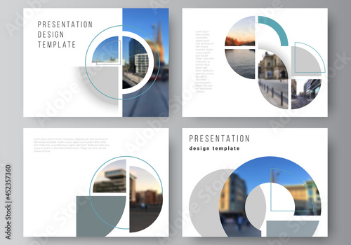 Vector layout of the presentation slides design business templates, multipurpose template for presentation brochure. Background with abstract circle round banners. Corporate business concept template