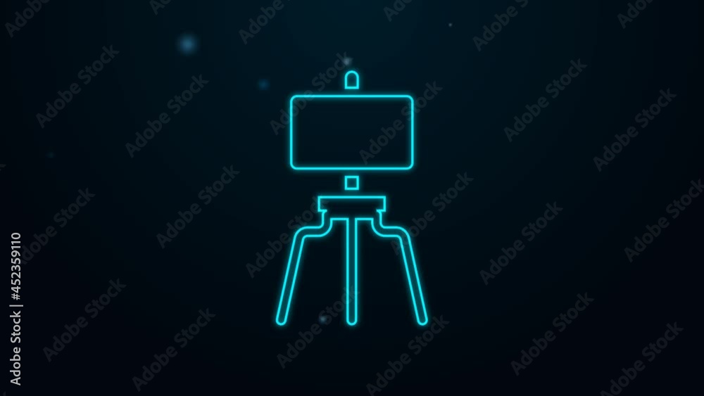 Glowing neon line Wood easel or painting art board icon isolated on black background. 4K Video motion graphic animation Glowing neon line Wood easel or painting art board icon isolated on black background. 4K Video motion graphic animation