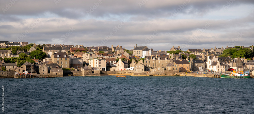 First view of Lerwick seafront as you approach by boat the Capital of Shetland