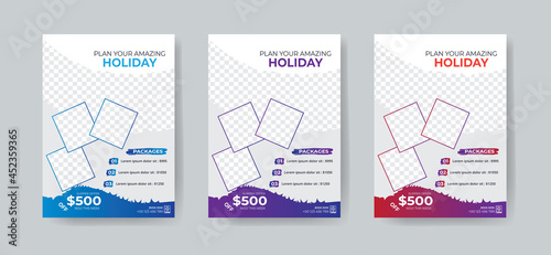 Vacation travel  flyer brochure design template. Summer travel agency promotion template
