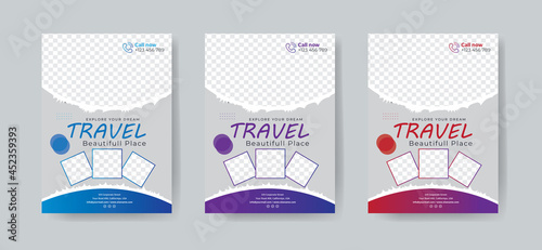 Vacation travel  flyer brochure design template. Summer travel agency promotion template