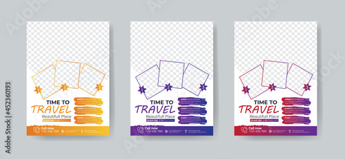 Travel flyer template design use for travel agency promotion catalog design 