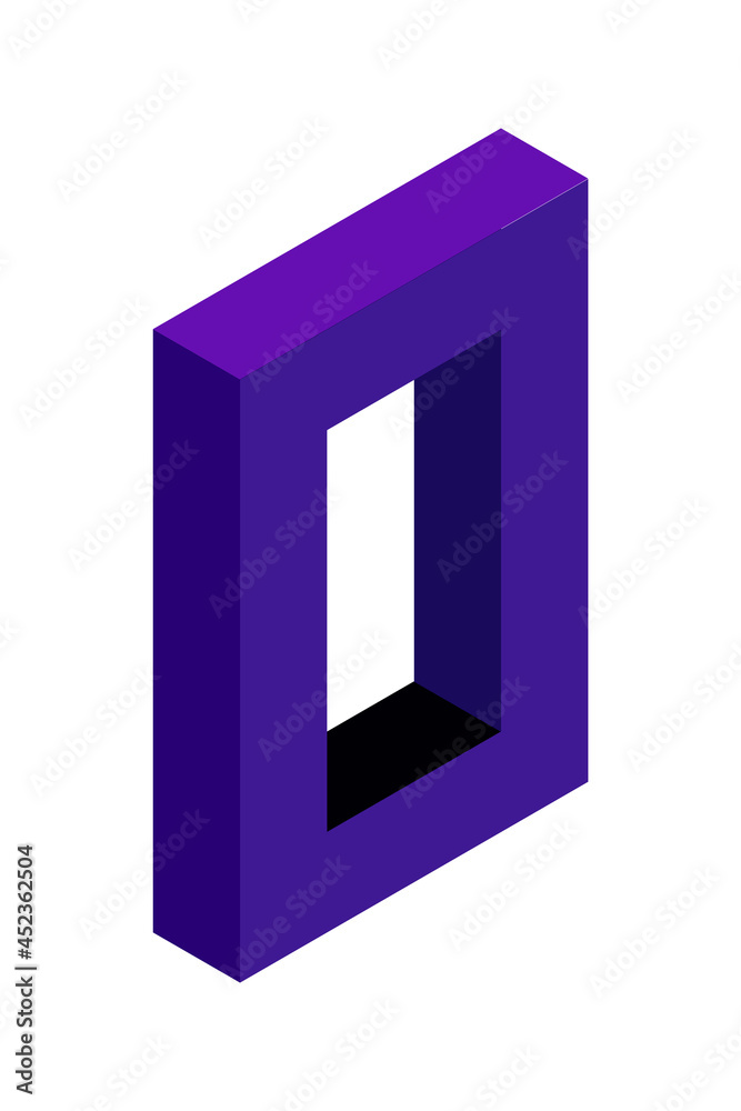 Dark blue number 0 in isometric style. Isolated on white background. Learning numbers, serial number, price, place. Dark blue number 0 in isometric style. Isolated on white background. Learning numbers, serial number, price, place.