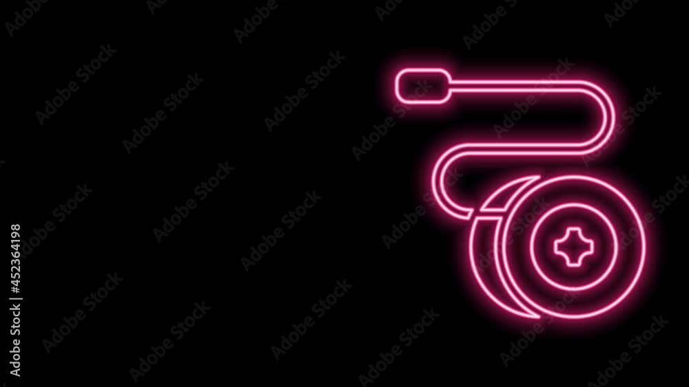 Glowing neon line Yoyo toy icon isolated on black background. 4K Video motion graphic animation Glowing neon line Yoyo toy icon isolated on black background. 4K Video motion graphic animation