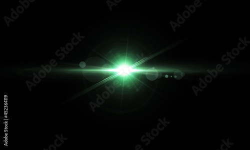 beautiful blue lens flare effect overlay texture with bokeh effect and anamorphic light streak in front of a black background  cinematic format