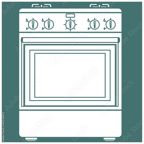 Gas stove. Vector silhouette for decoration.