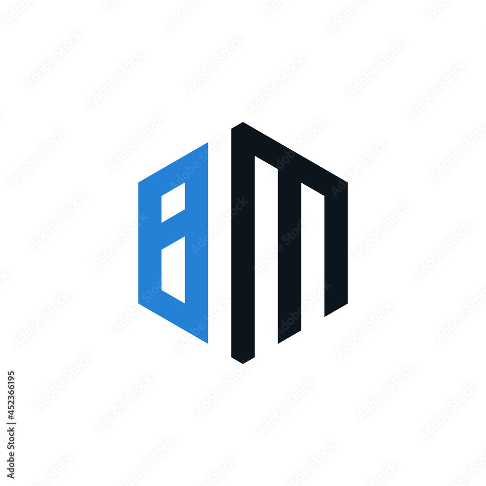 BM logo vector. Latter BM hexagonal logo. BM creative logo template BM logo vector. Latter BM hexagonal logo. BM creative logo template