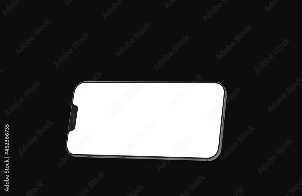 Realistic isometric black frameless smartphone mockup perspective 3d. Realistic isometric black frameless smartphone mockup perspective 3d.