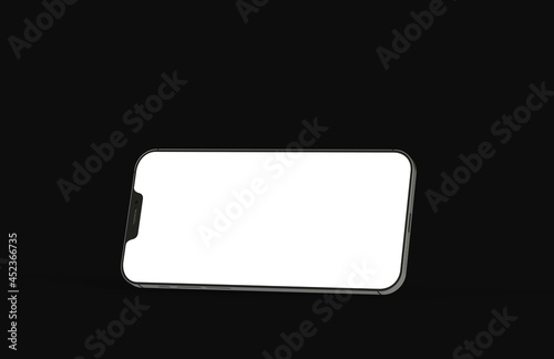Realistic isometric black frameless smartphone mockup perspective 3d.