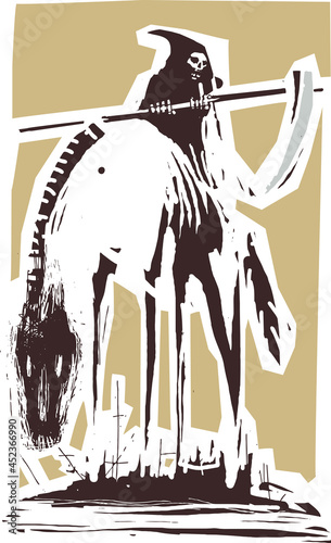 Woodcut style Death on Horse