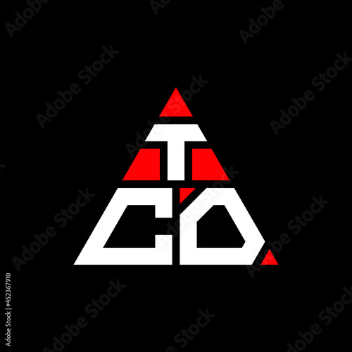 TCO triangle letter logo design with triangle shape. TCO triangle logo design monogram. TCO triangle vector logo template with red color. TCO triangular logo Simple, Elegant, and Luxurious Logo. TCO  photo