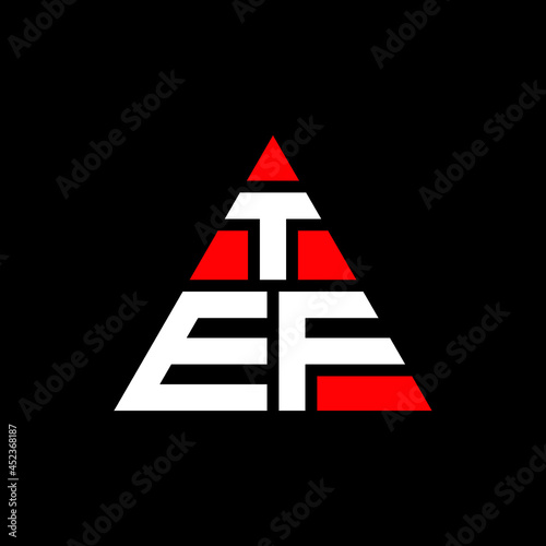 TEF triangle letter logo design with triangle shape. TEF triangle logo design monogram. TEF triangle vector logo template with red color. TEF triangular logo Simple, Elegant, and Luxurious Logo. TEF  photo