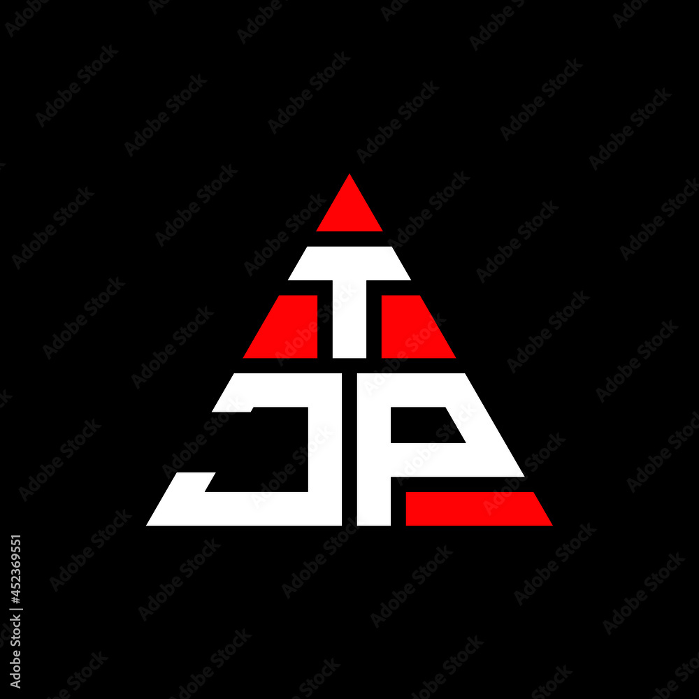 TJP triangle letter logo design with triangle shape. TJP triangle logo design monogram. TJP triangle vector logo template with red color. TJP triangular logo Simple, Elegant, and Luxurious Logo. TJP 