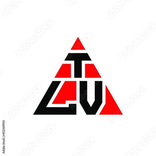 TLV triangle letter logo design with triangle shape. TLV triangle logo design monogram. TLV triangle vector logo template with red color. TLV triangular logo Simple, Elegant, and Luxurious Logo. TLV  photo
