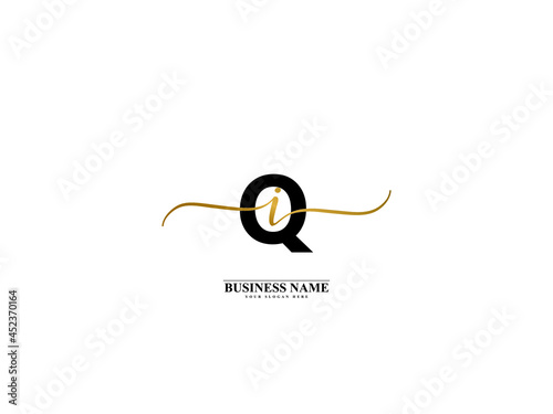 Letter QI Logo, creative qi iq signature logo for wedding, fashion, apparel and clothing brand or any kind of business