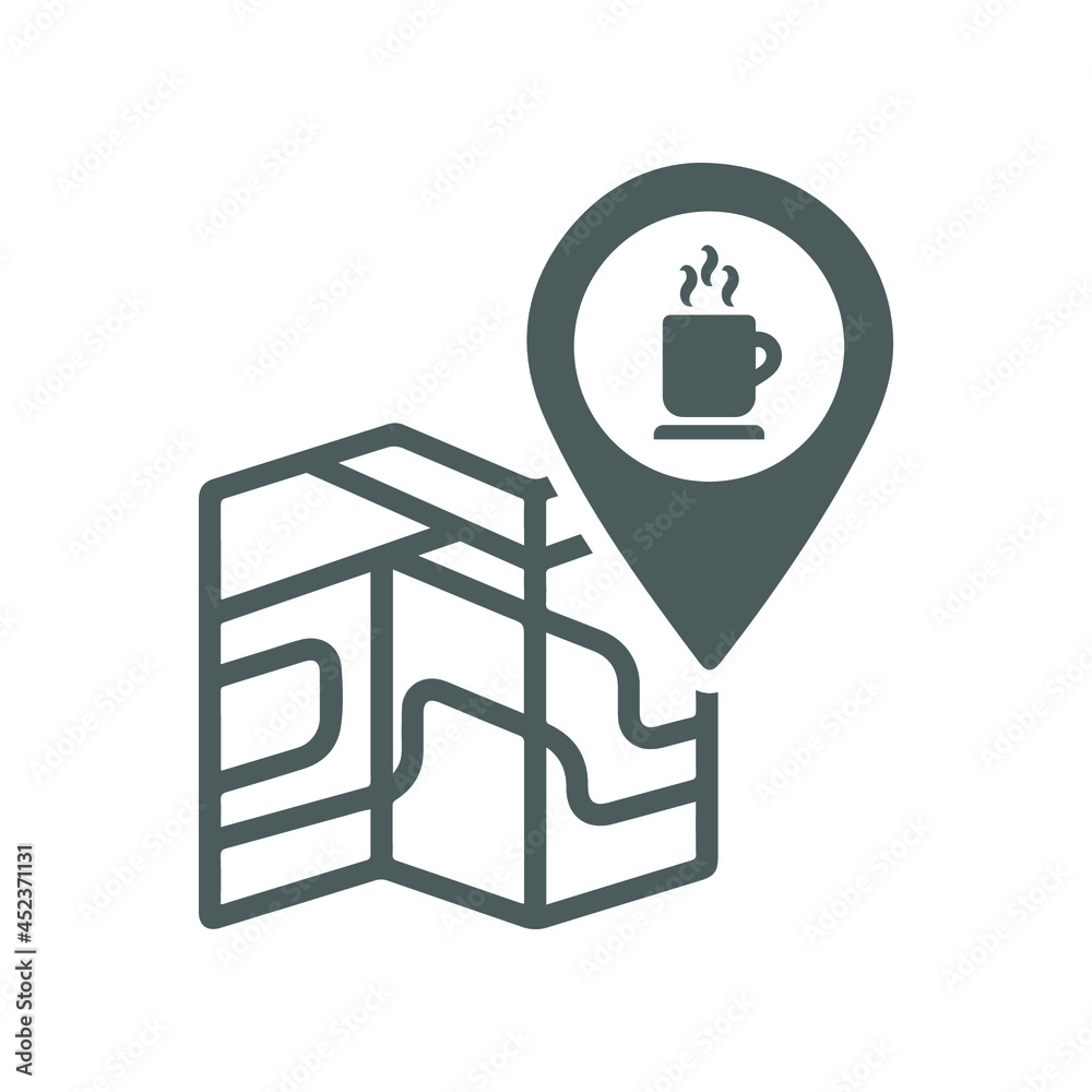 Obraz premium location, map, pin, restaurant icon. Gray vector graphics.