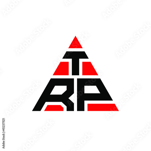 TRP triangle letter logo design with triangle shape. TRP triangle logo design monogram. TRP triangle vector logo template with red color. TRP triangular logo Simple, Elegant, and Luxurious Logo. TRP  photo